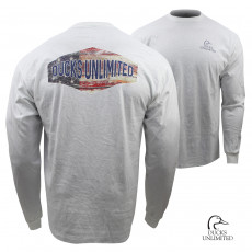 Ducks Unlimited Barn Board Flag Long-Sleeve Crew - White