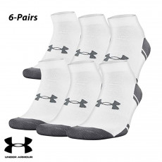 UA Socks: 6-PAIR Resistor 3.0 No Show (L) WHT/Graphite