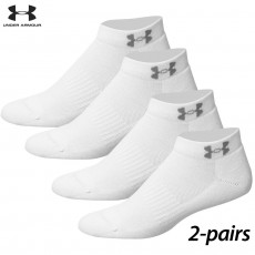 UA Socks: 2-PAIR Train Lo-cut (L) White