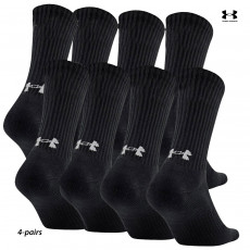 UA Socks: 4-PAIR All Season Gear Crew IRREG (L)- Black