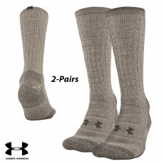 UA Socks: 2-PAIR Coldgear Boot Socks (L)- Highland Buff