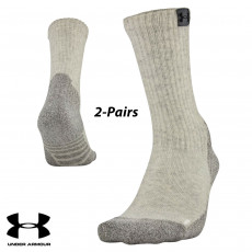 UA Socks: 2-PAIR Hitch Cushion Mid-Crew (L)- Summit White