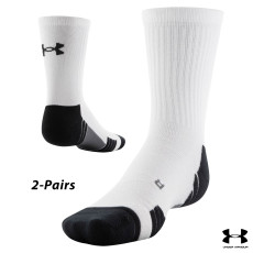 UA Socks: 2-PAIR Team Crew (XL)- White