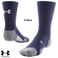 UA Socks: 2-PAIR Team Crew (L)- Midnight Navy