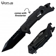 Opus Tactical Multi-Tool Tanto Point Folder Knife- Black Nylon Fiber