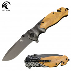 Wet Work AO Drop Point Folding Knife- Wood/Carb Fiber