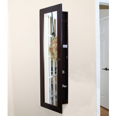 Pebble Beach Espresso Jewelry Armoire - Wall-Mounted w/ Mirror