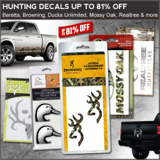 Hunting themed decals from Beretta, Browning, Ducks Unlimited, Mossy Oak, Realtree and more